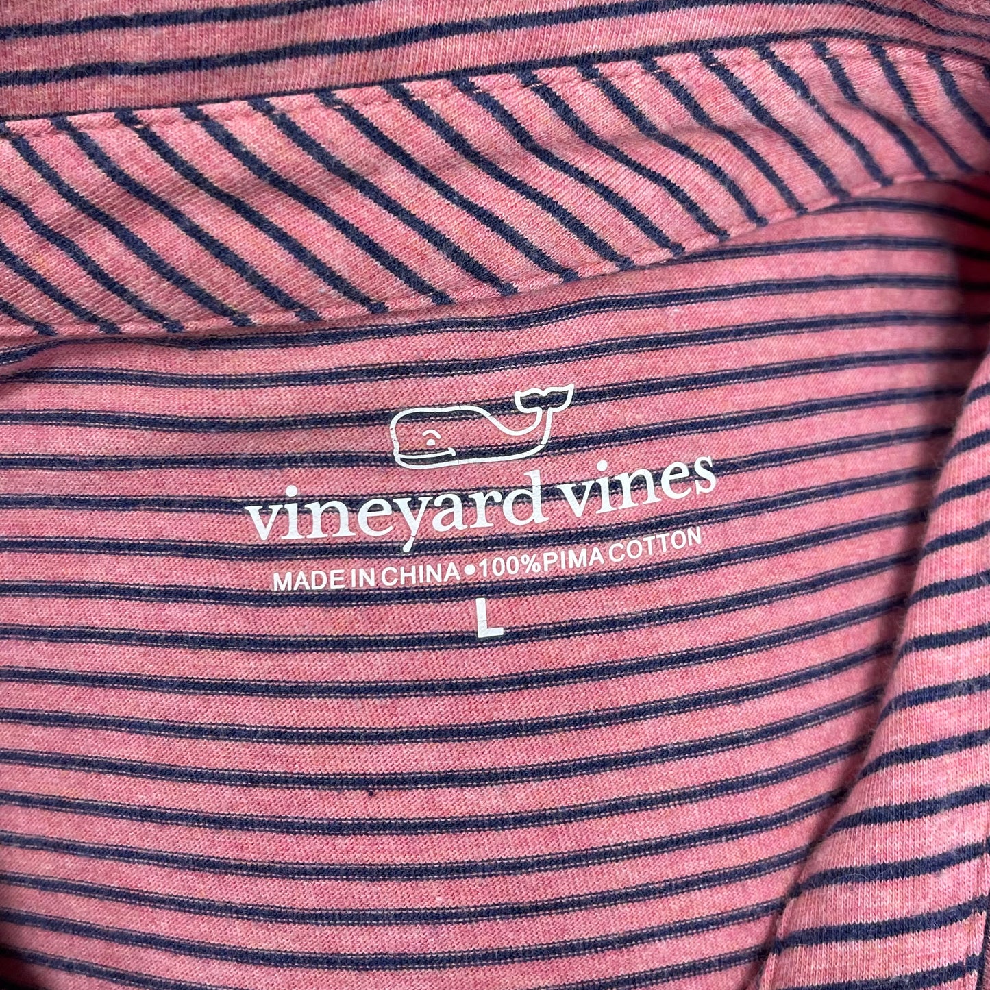 Camiseta Polo Vineyard Vines 🐳 con rayas en rosado y azul navy Talla L Entalle Regular