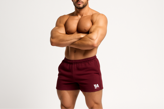 Shorts de gimnasio 🏋️‍♀️  YoungLA color rojo oscuro y logo en color blanco Talla S Entalle Slim Fit