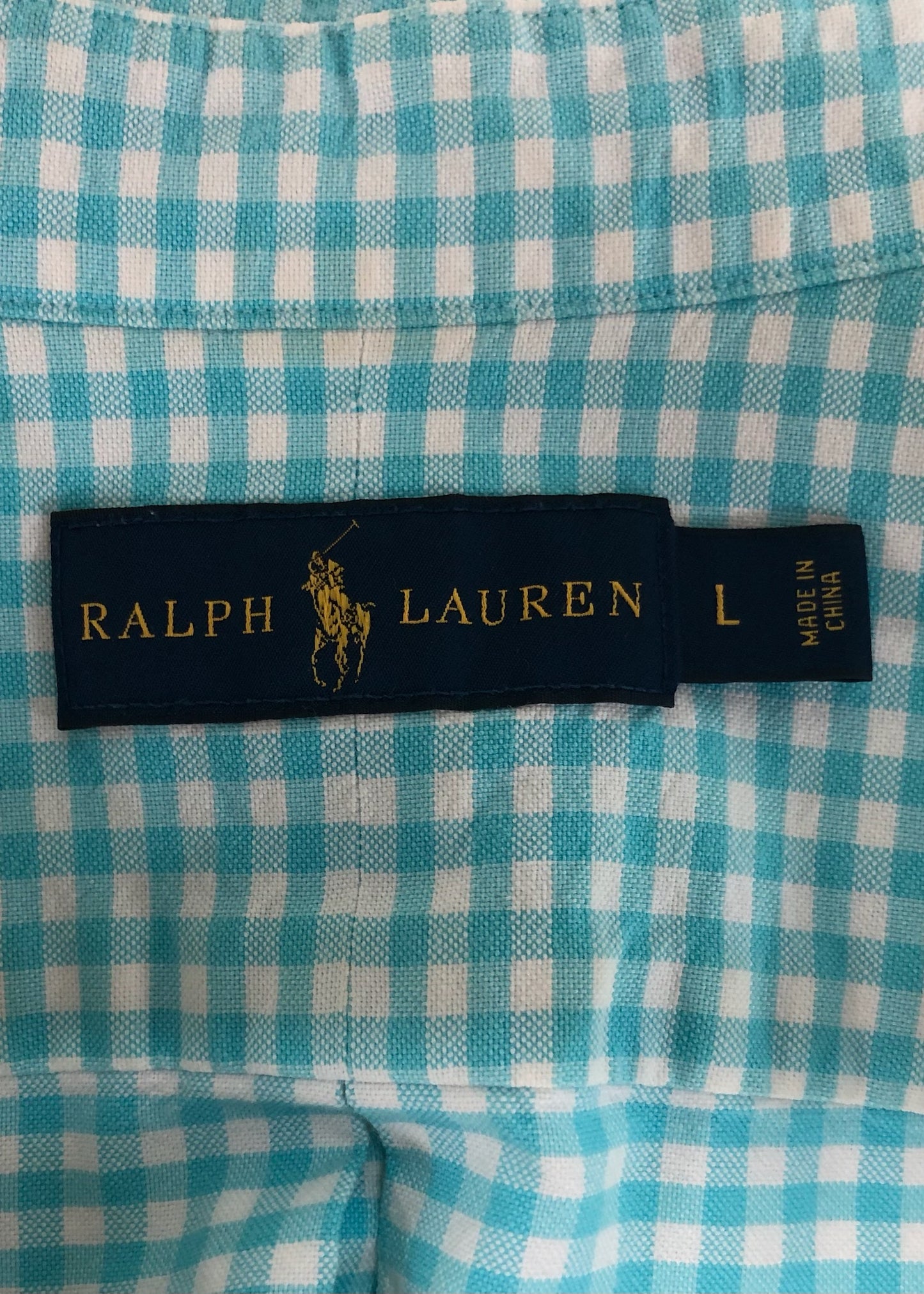 Camisa de botones Polo Ralph Lauren 🏇🏼 Oxford de cuadros gingham turquesa y blanco Talla L Entalle Regular (ver descripción)