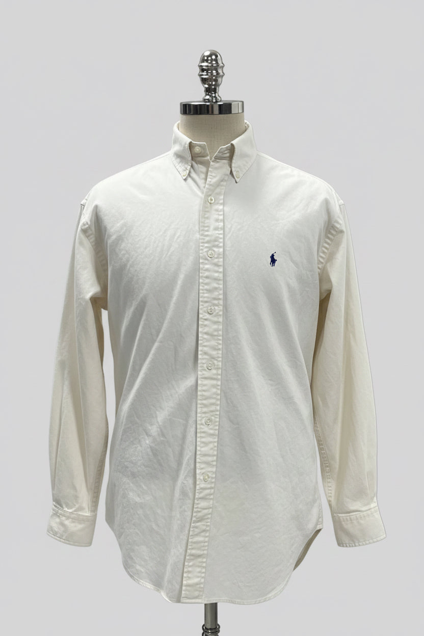 Camisa de botones Polo Ralph Lauren 🏇🏼 Oxford en color crema Talla M Entalle Regular (ver descripción)