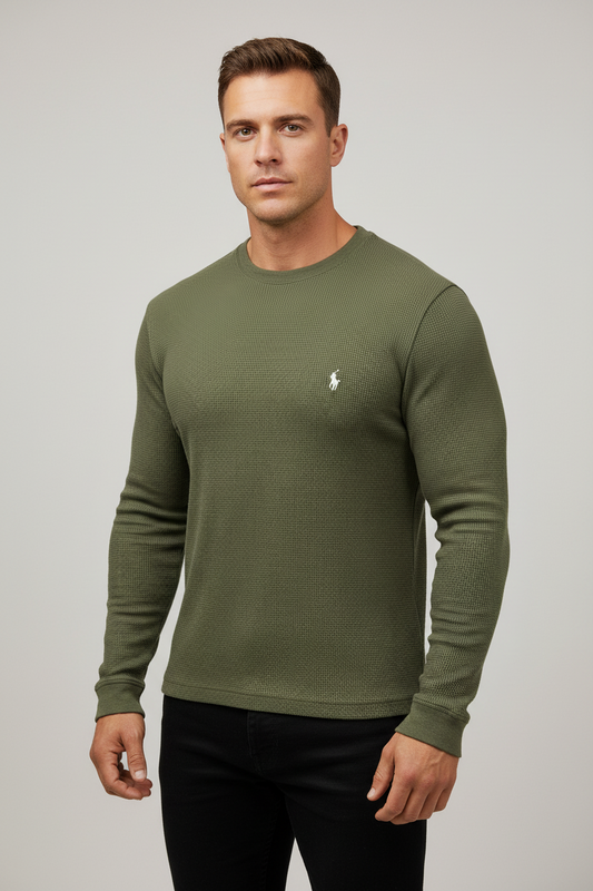 Camiseta con cuello redondo Polo Ralph Lauren 🏇🏼 Waffle color verde oliva Talla M