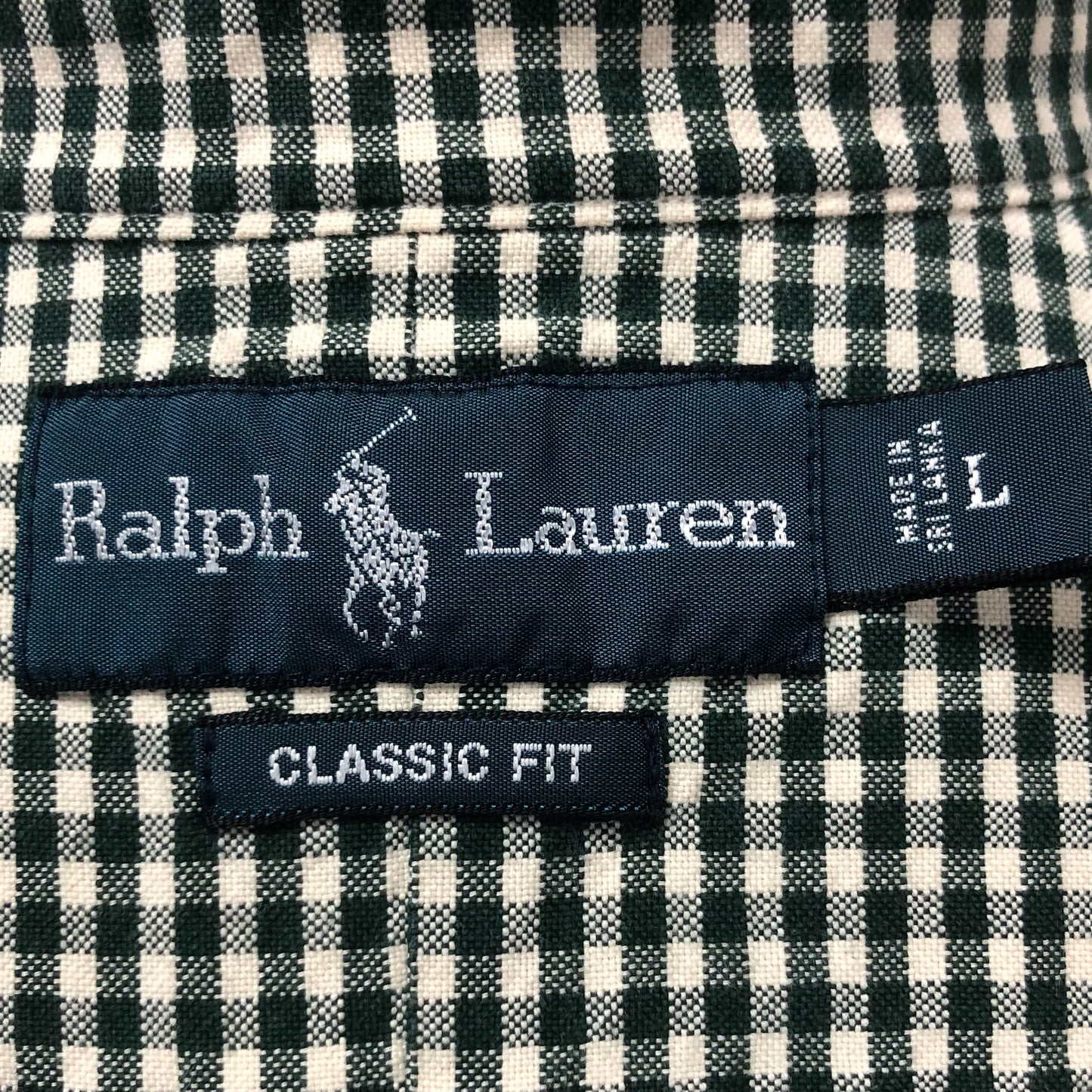 Camisa de botones Polo Ralph Lauren 🏇🏼 con patrón de cuadros gingham verde oscuro y blanco Talla L Entalle Clásico