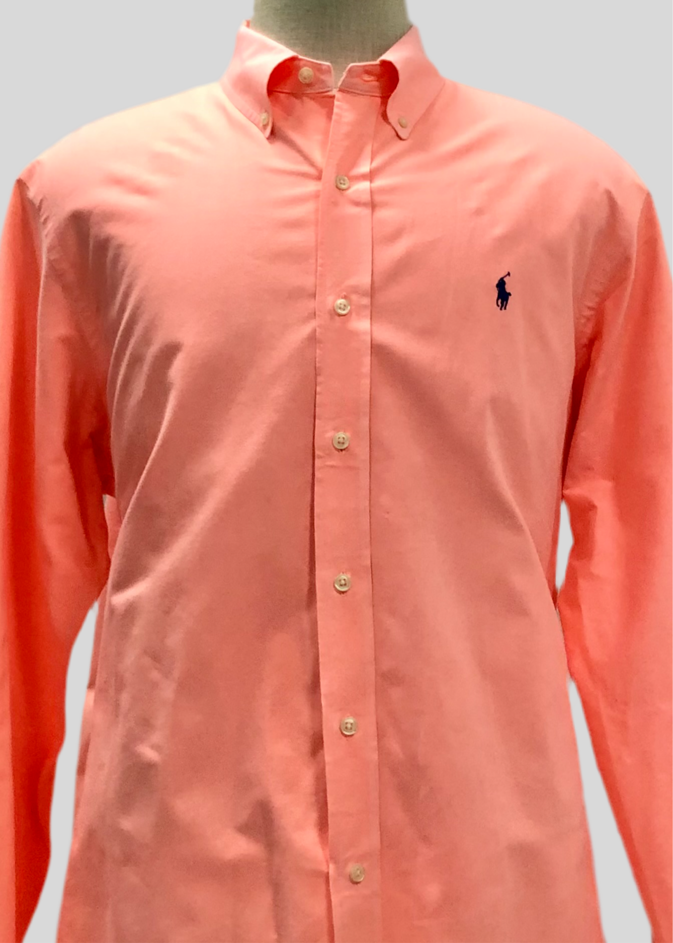Camisa de botones Polo Ralph Lauren 🏇🏼 Oxford en color naranja neón Talla XL Entalle Regular