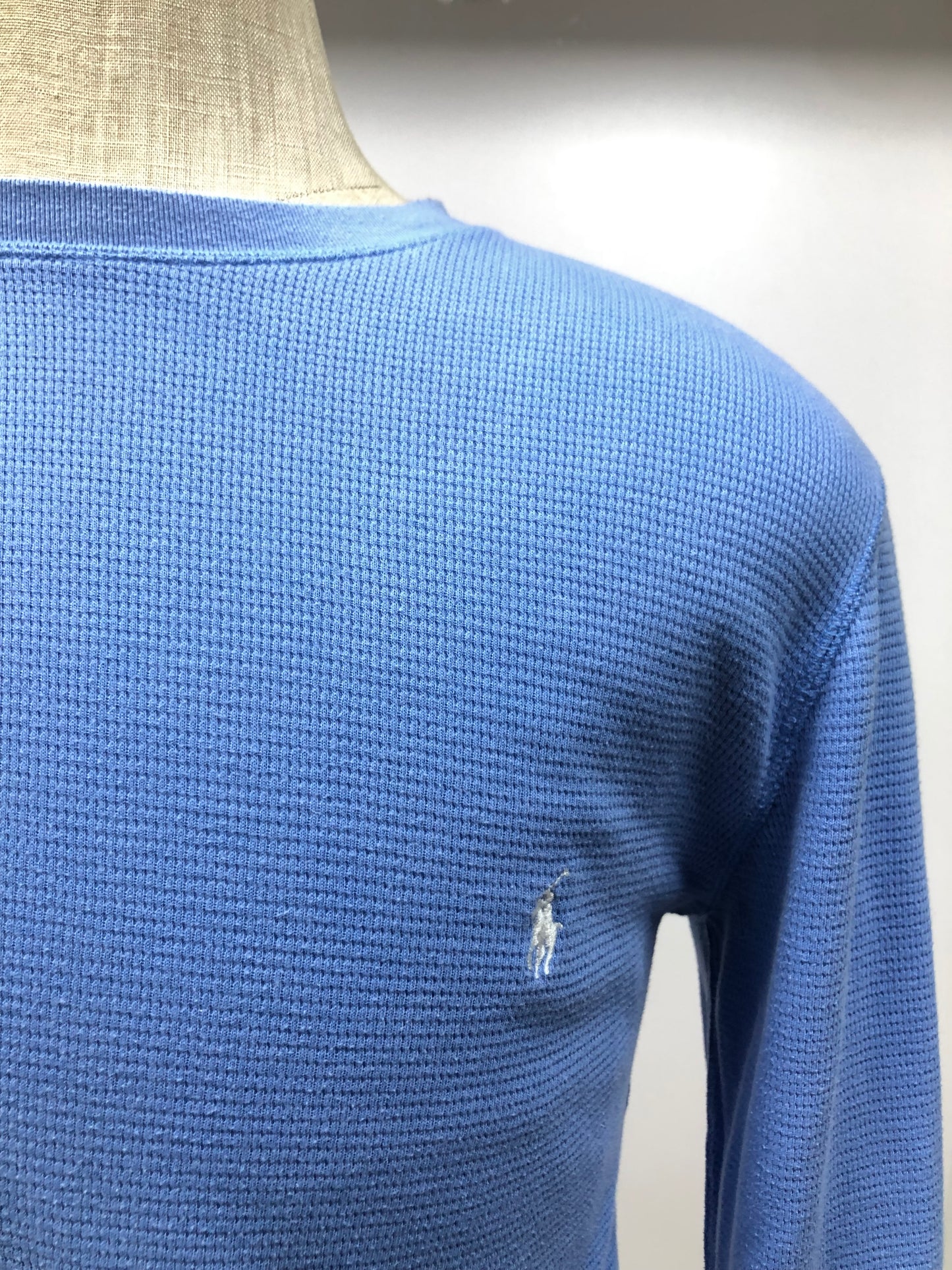 Camiseta cuello redondo Polo Ralph Lauren 🏇🏼 Waffle color celeste manga larga Talla M