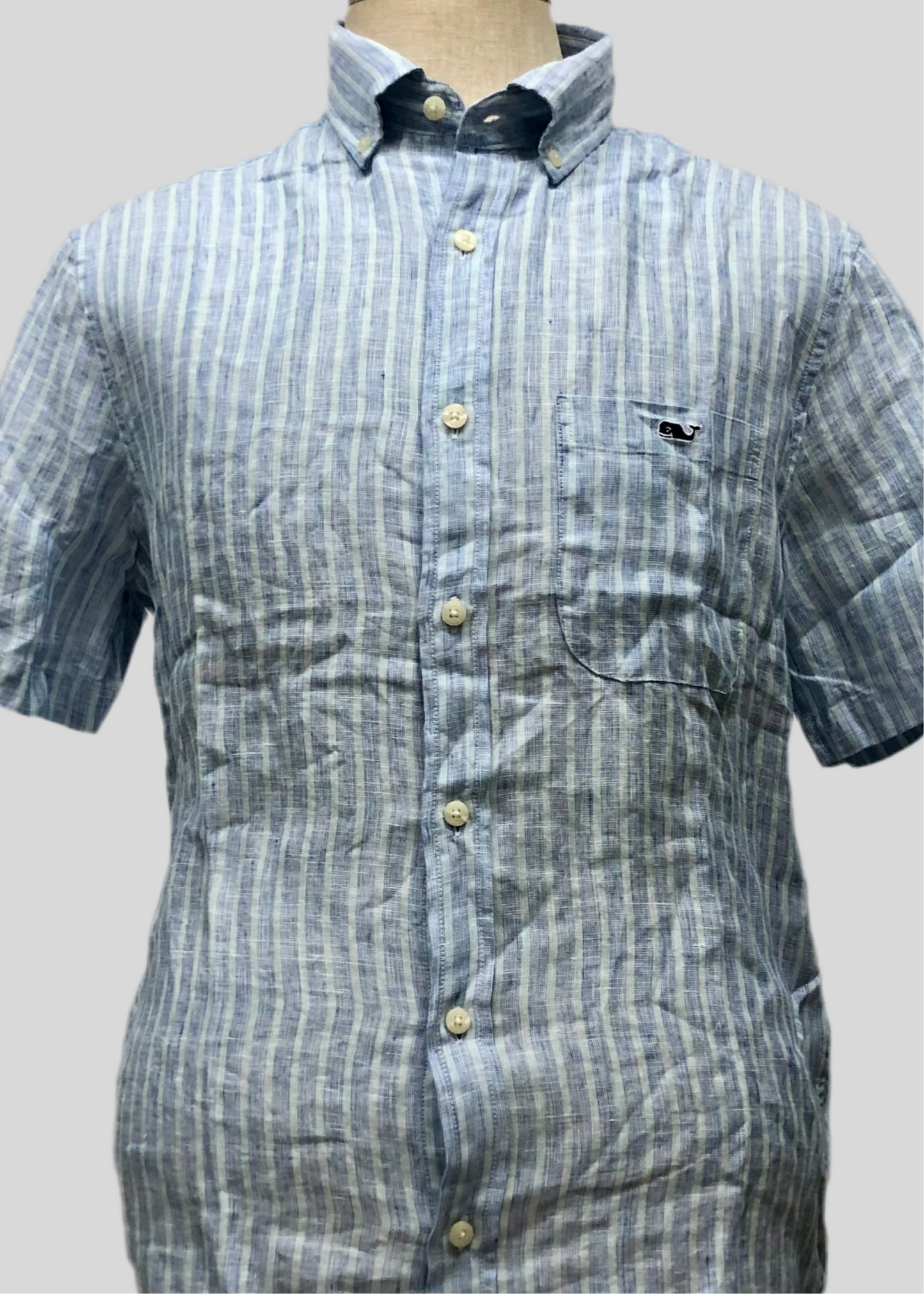 Camisa de lino Vineyard Vines 🐳 de rayas en color celeste y azul Talla L Entalle Clásico