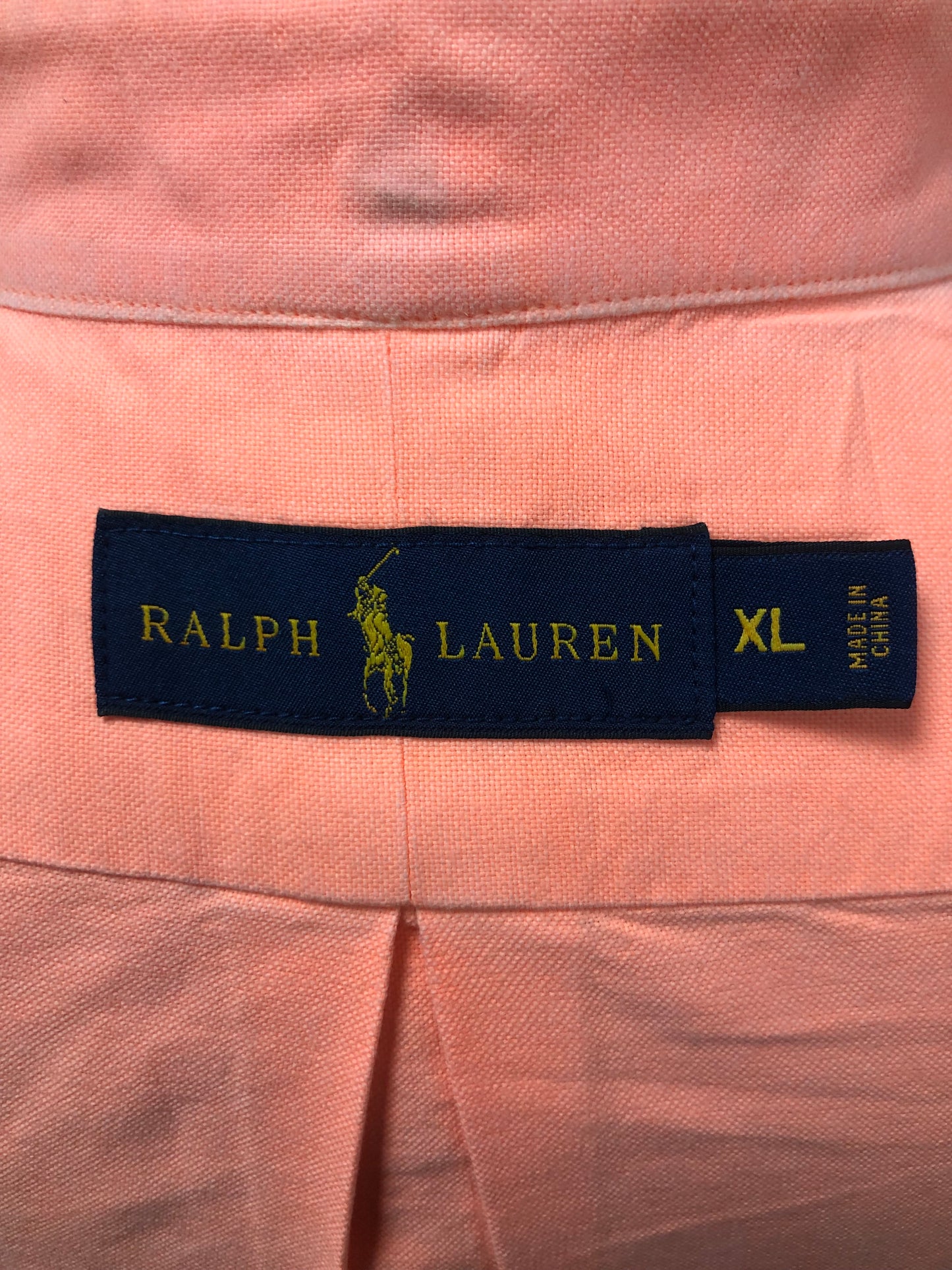 Camisa de botones Polo Ralph Lauren 🏇🏼 Oxford en color naranja neón Talla XL Entalle Regular