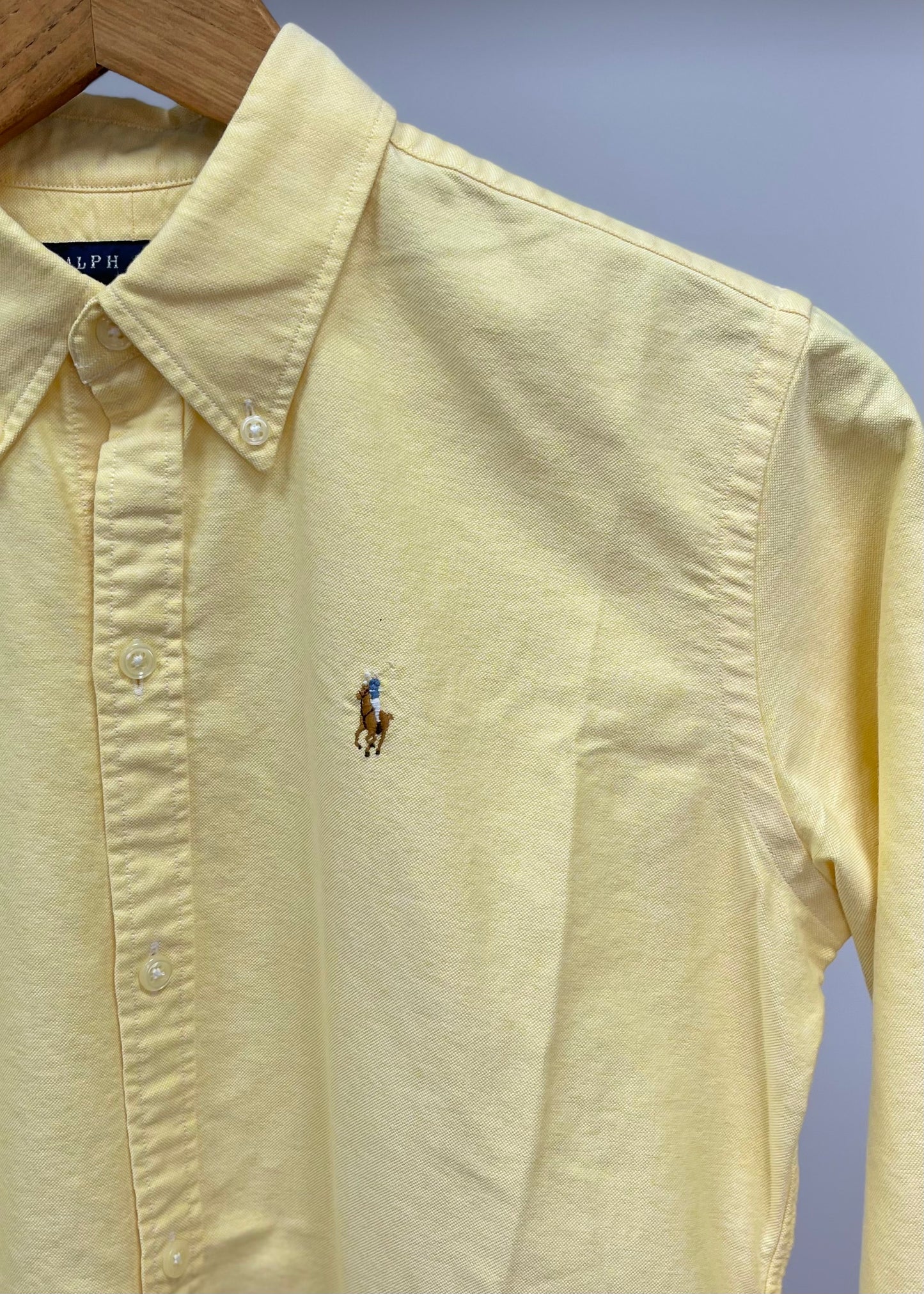 Camisa de mujer Polo Ralph Lauren 🏇🏼 Oxford color amarillo Talla S Entalle Slim Fit