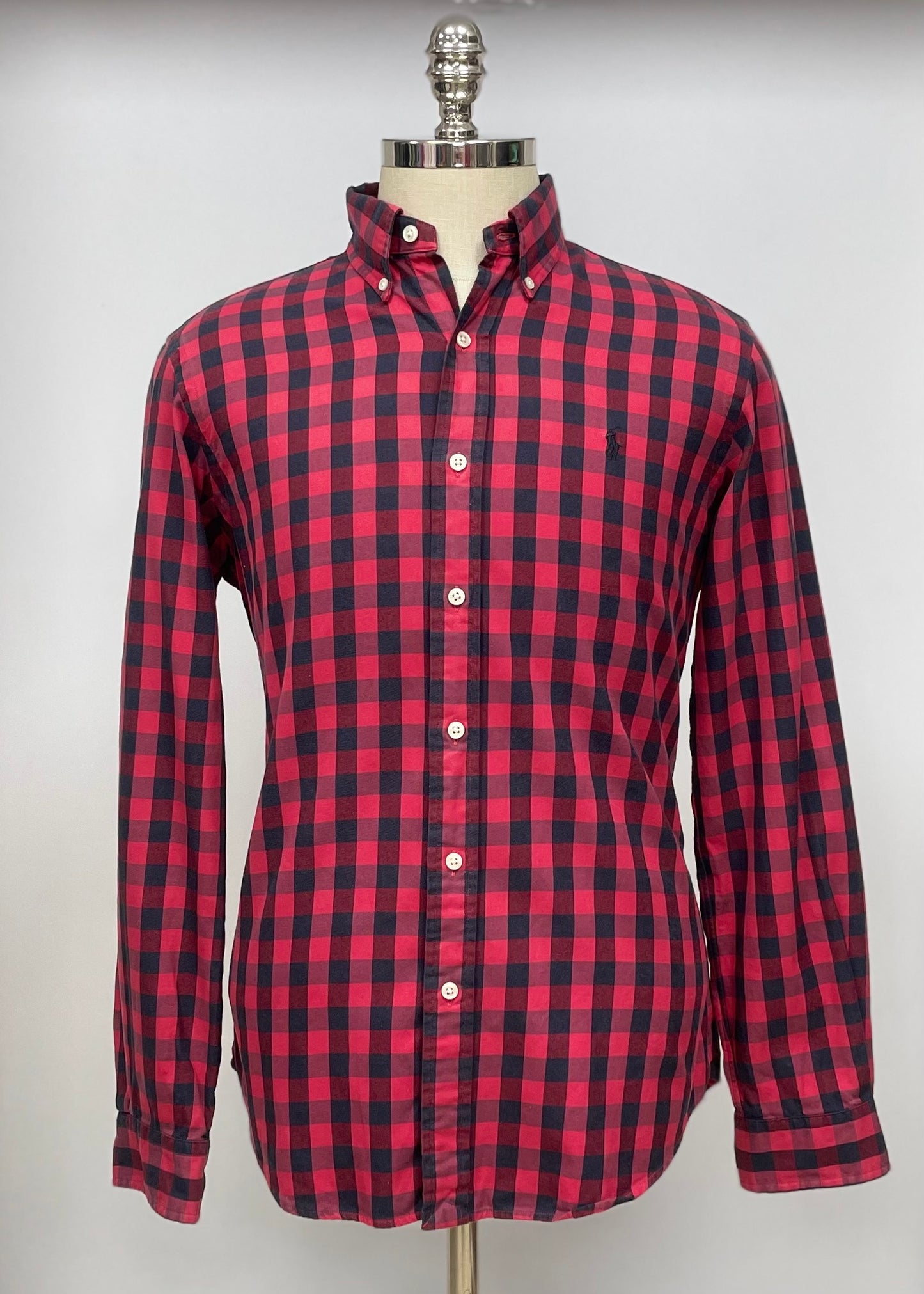 Camisa Polo Ralph Lauren 🏇🏼 Performance con patron de cuadros gingham rojo y negro Talla M Entalle Clásico