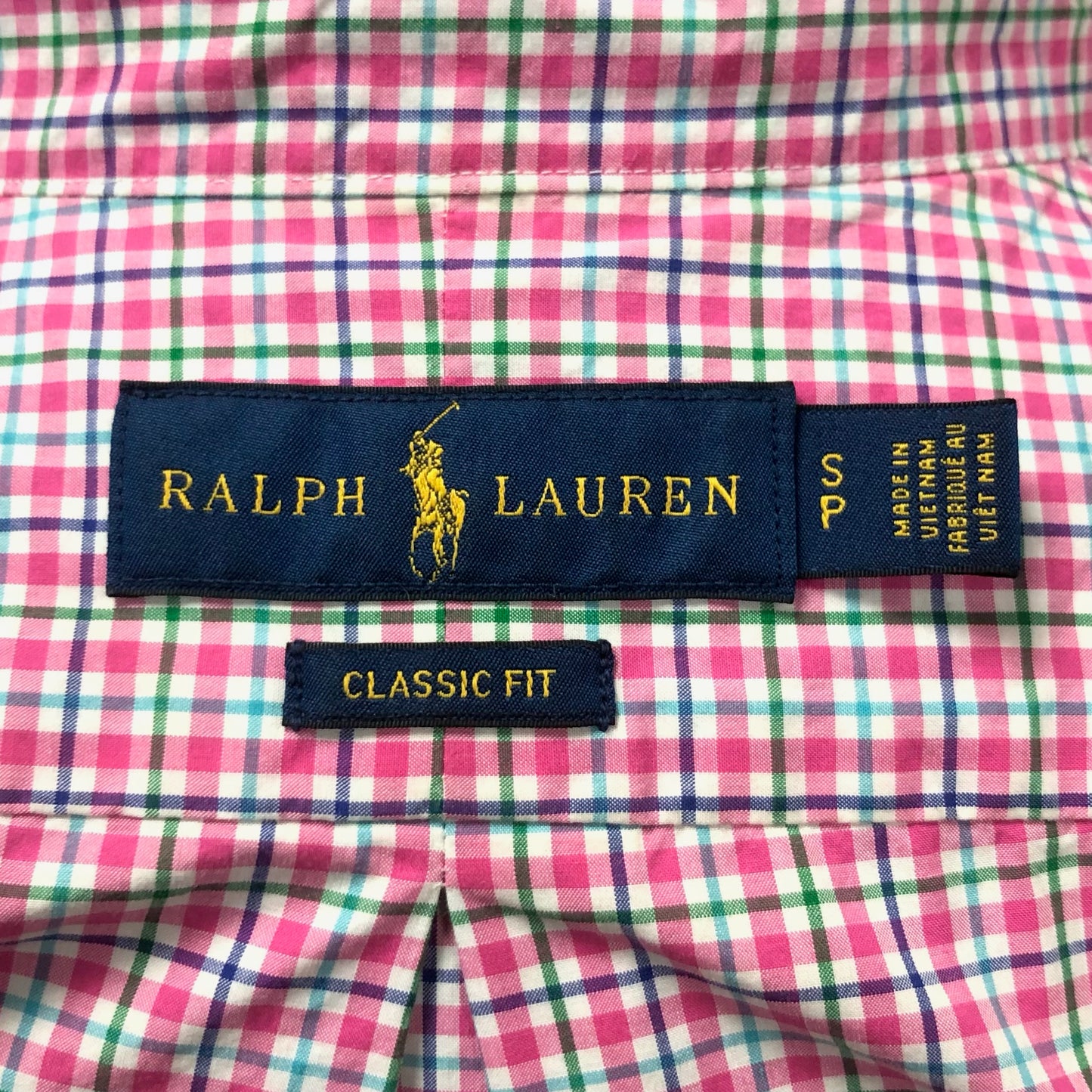 Camisa de botones Polo Ralph Lauren 🏇🏼 color blanco de cuadros en rosado, verde y azul Talla S Entalle Regular