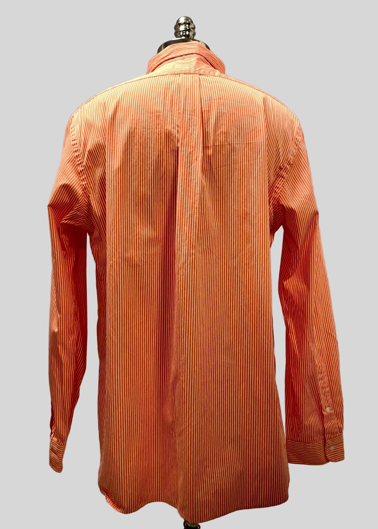 Camisa Polo Ralph Lauren 🏇🏼 con patron de rayas finas en color naranja y blanco Talla XL Entalle Regular
