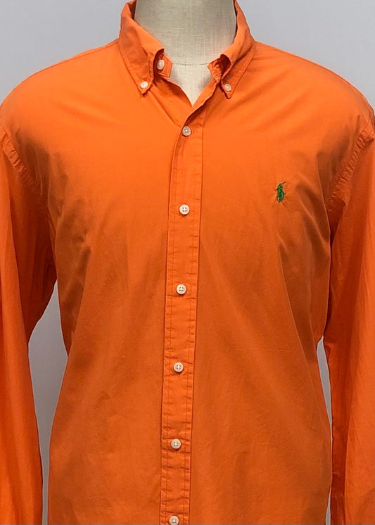 Camisa de botones Polo Ralph Lauren 🏇🏼 Bermuda Poplin en color naranja Talla XL Entalle Regular