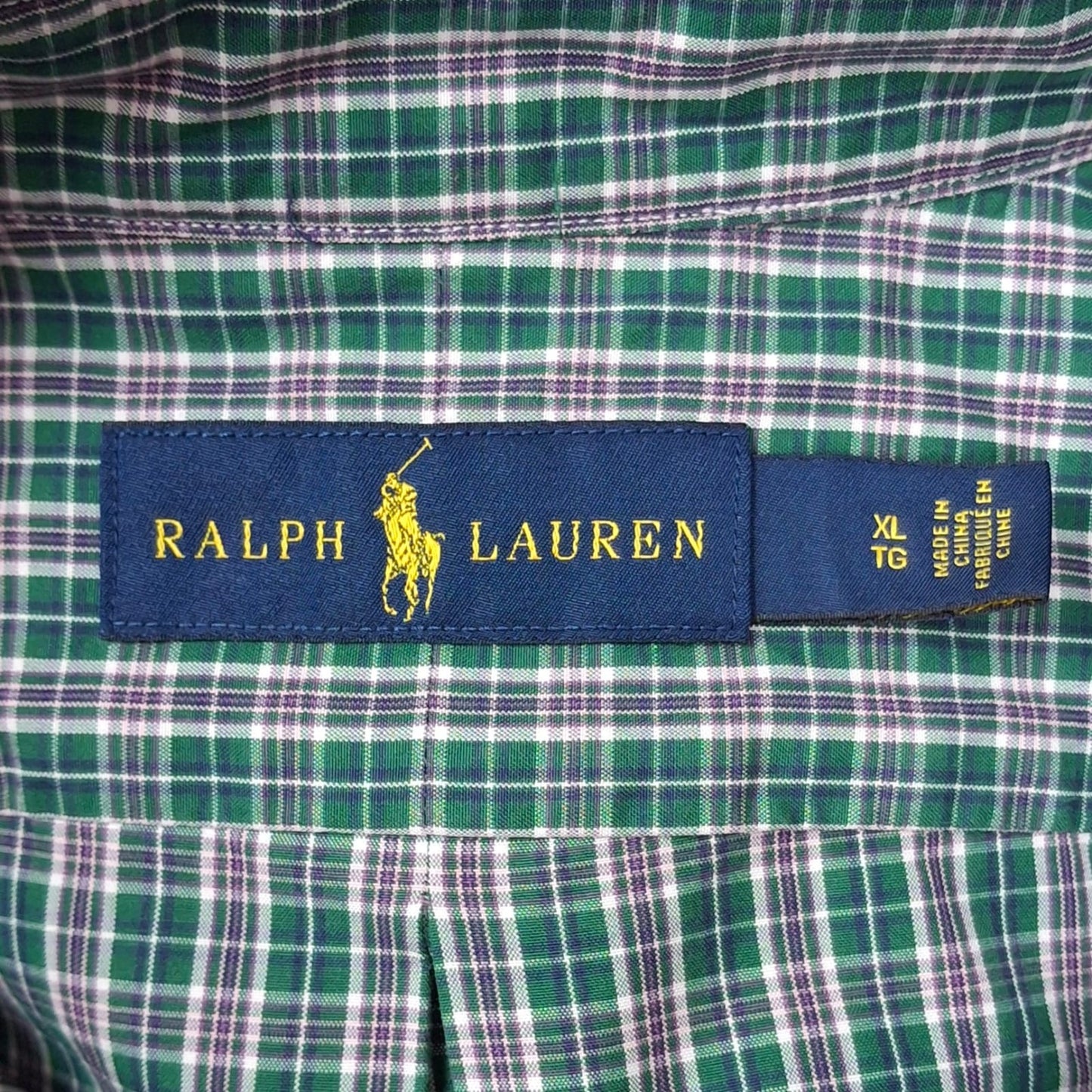 Camisa de botones Polo Ralph Lauren 🏇🏼 con cuadros en color verde, morado y blanco Talla XL Entalle Regular