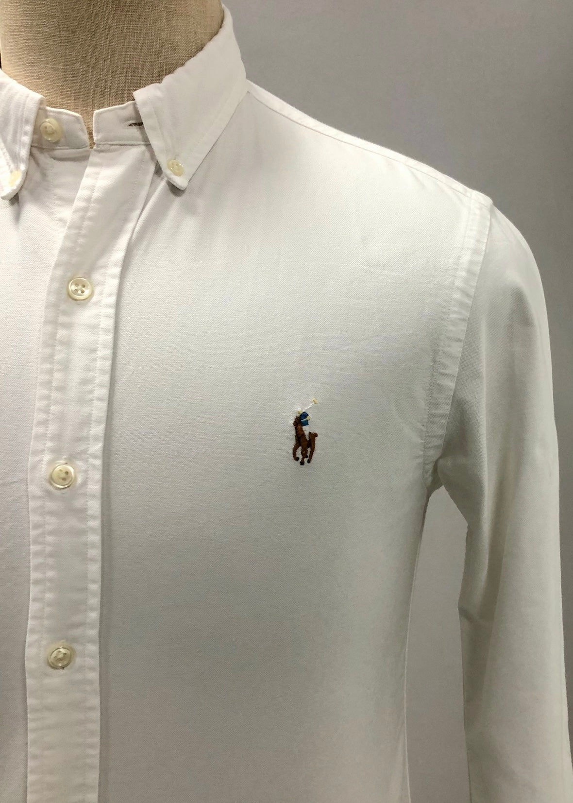 Camisa de botones Polo Ralph Lauren 🏇🏼 Oxford en color blanco Talla S Entalle Slim Fit (ver descripción)