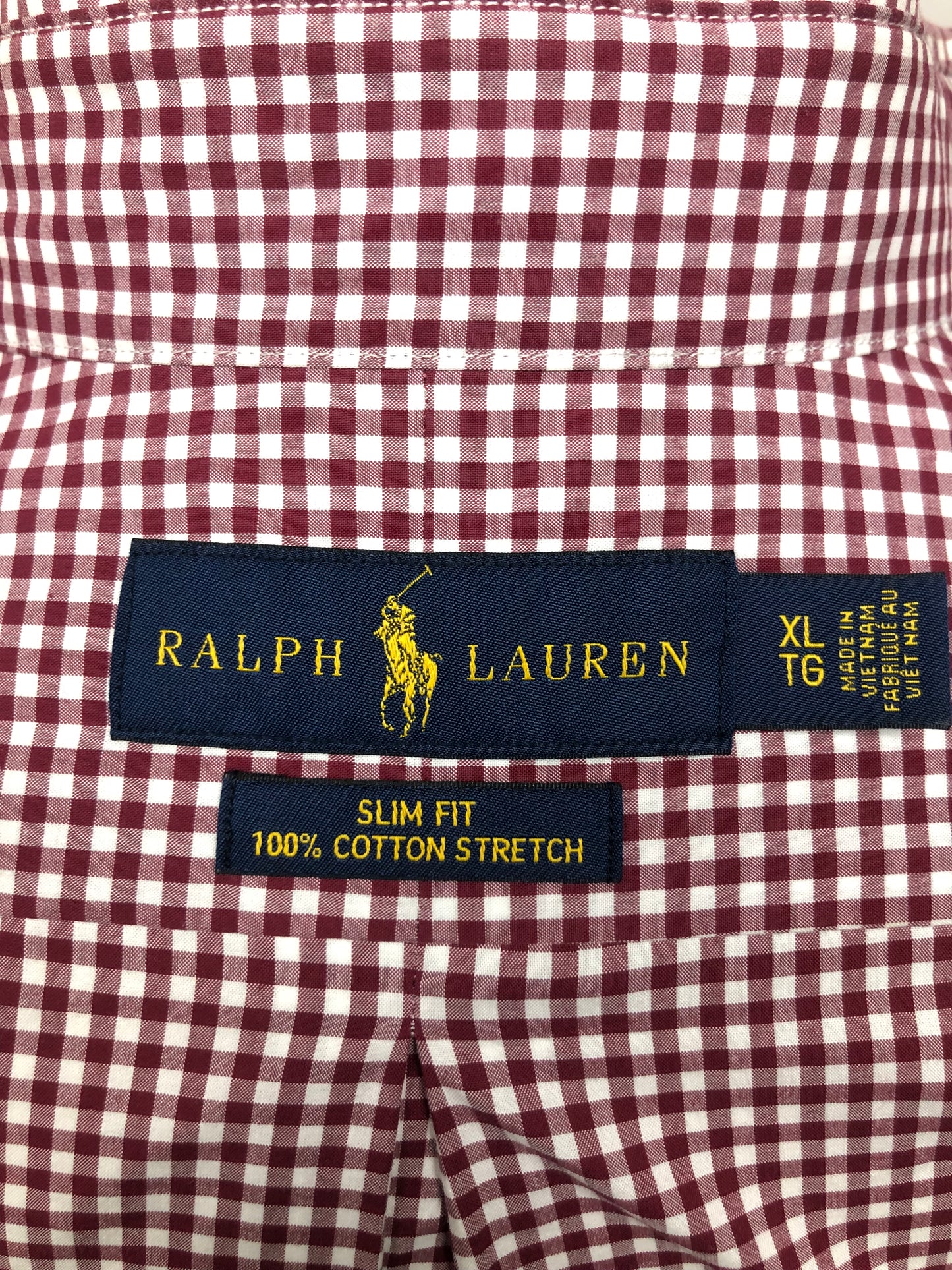 Camisa Polo Ralph Lauren 🏇🏼 con patron de cuadros gingham rojo y blanco Talla XL Entalle Slim Fit
