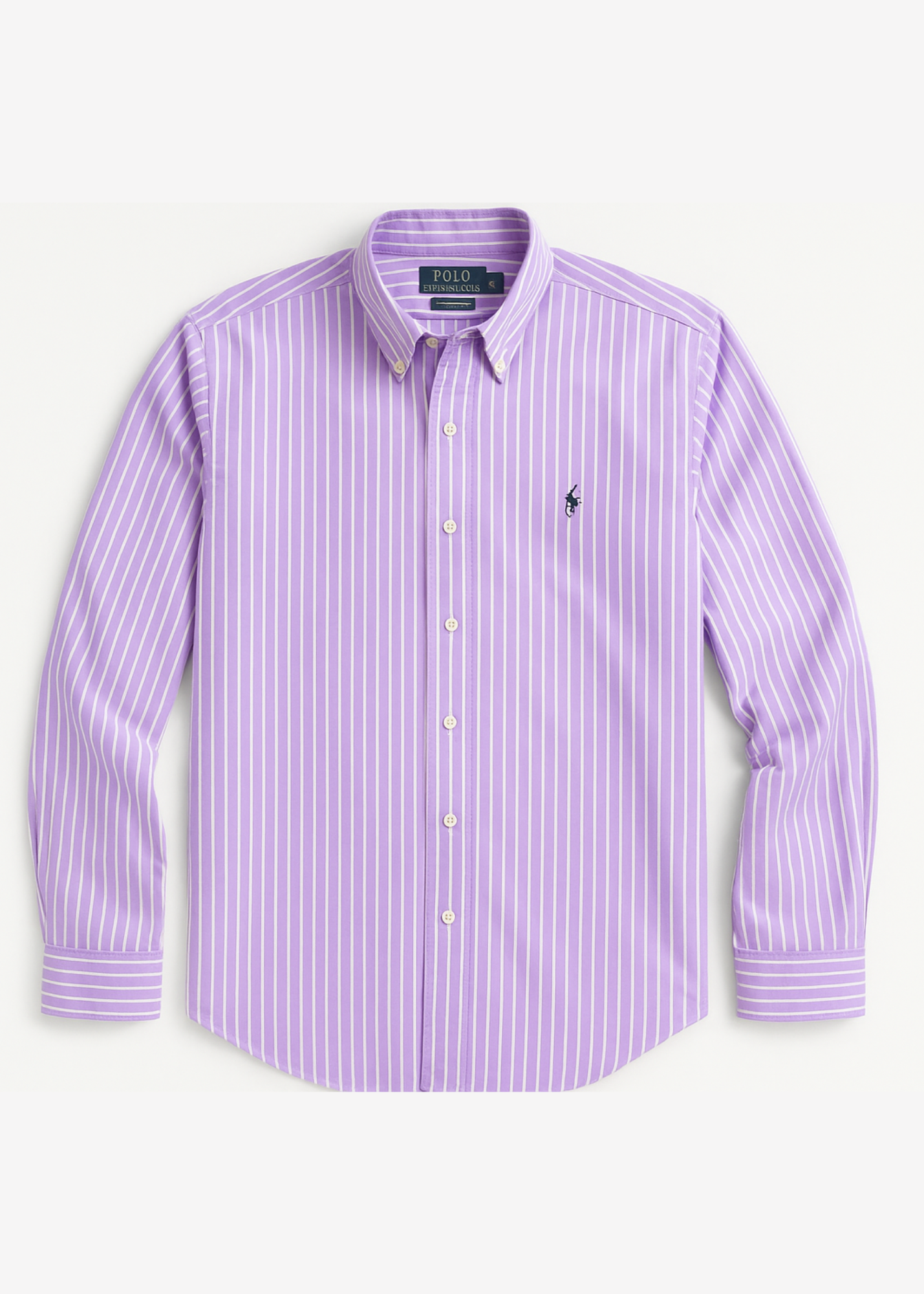 Camisa Polo Ralph Lauren 🏇🏼 con patron de rayas en color morado, azul navy y blanco Talla XL Entalle Regular