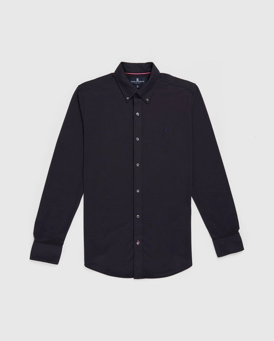 Camisa de botones Psycho Bunny 🐰  Tela camiseta (Pique Oxford) en color negro Talla S Entalle Regular