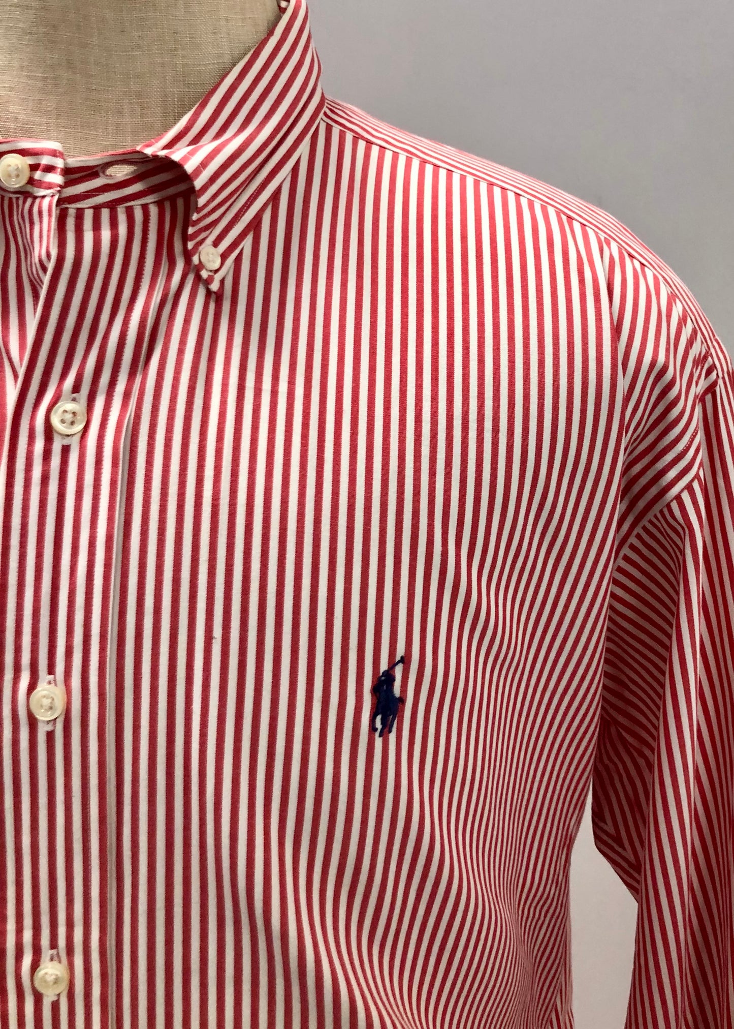 Camisa de botones Polo Ralph Lauren 🏇🏼 con rayas en color rojo y blanco Talla XL Entalle Regular