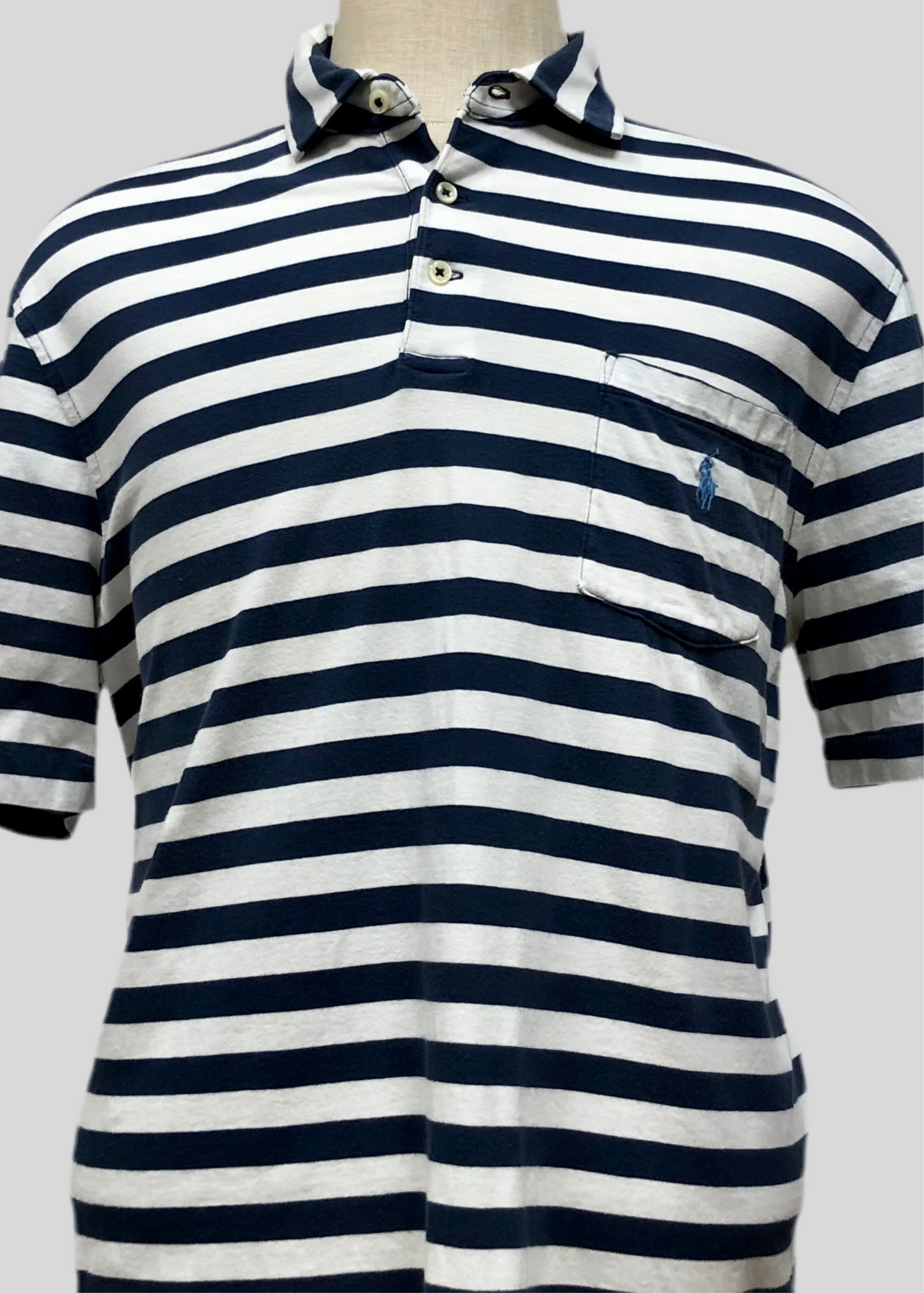 Camiseta Polo Ralph Lauren 🏇🏼 de rayas en color azul y blanco Talla L Entalle Regular (ver descripción)