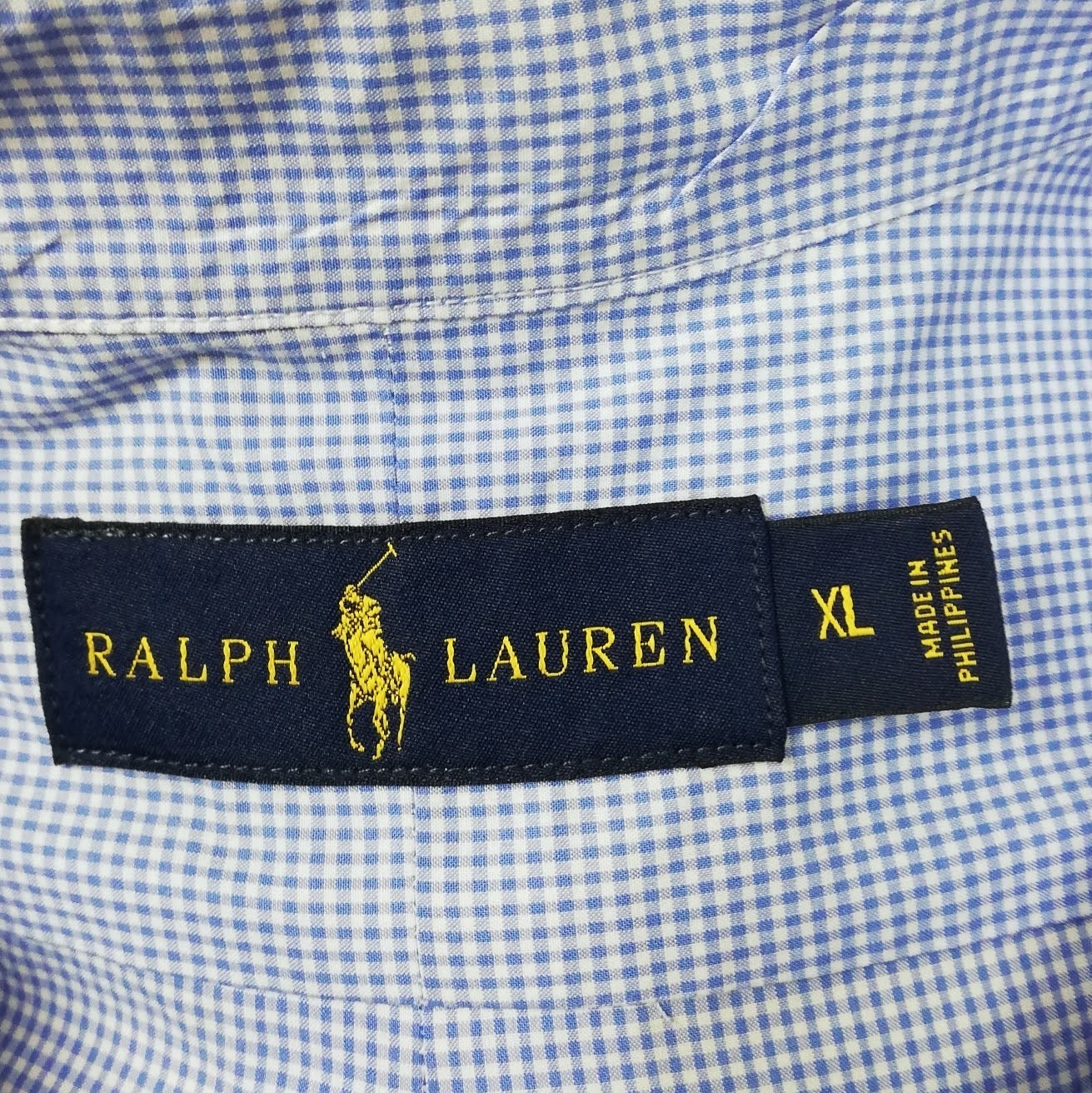 Camisa Polo Ralph Lauren 🏇🏼 con patron de cuadros finos celeste y blanco Talla XL Entalle Regular