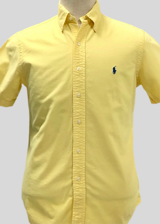 Camisa de botones Polo Ralph Lauren 🏇🏼  Oxford en color amarillo intenso Talla S Entalle Regular