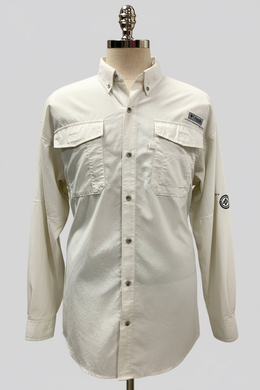 Camisa de botones Columbia 🔹color blanco con Omni Shade Manga larga Talla XL (ver descripción)