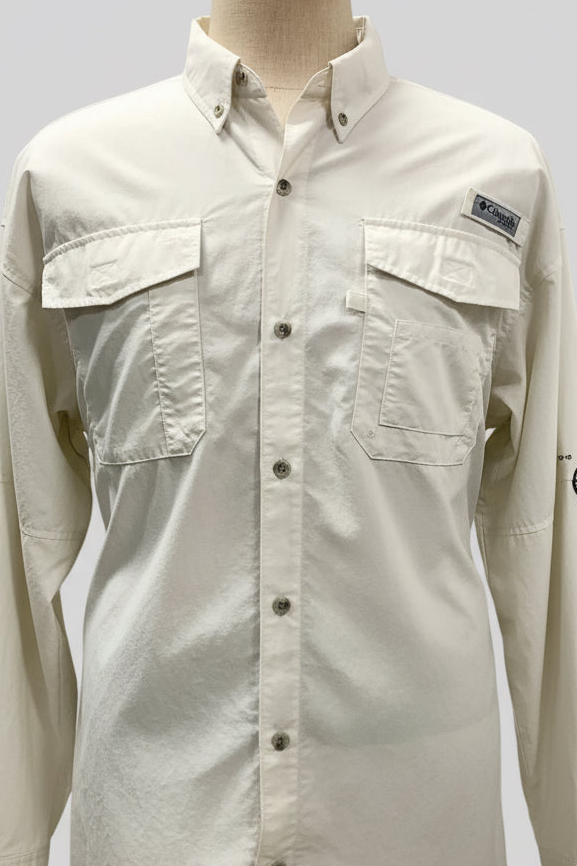 Camisa de botones Columbia 🔹color blanco con Omni Shade Manga larga Talla XL (ver descripción)