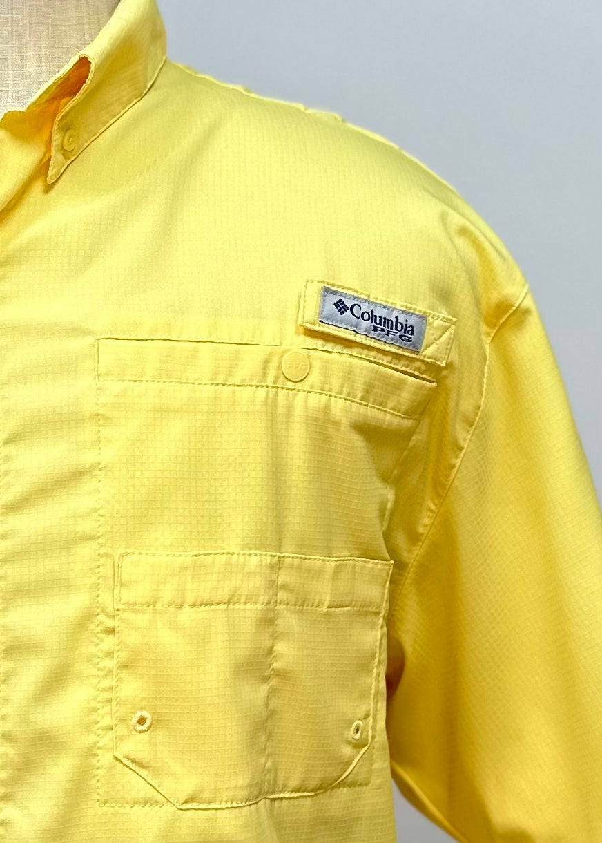 Camisa Columbia 🔹color amarillo con Omni Shade Manga corta Talla L