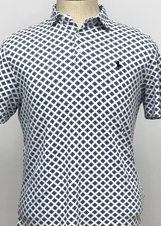 Camiseta Polo Ralph Lauren 🏇🏼 Color blanco con diseño tríptico en color azul Talla S Entalle Clásico