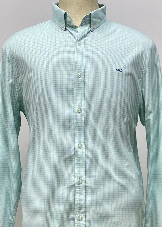 Camisa Vineyard Vines 🐳 Performance color blanco de cuadros en color verde y azul Talla L Entalle Slim Fit
