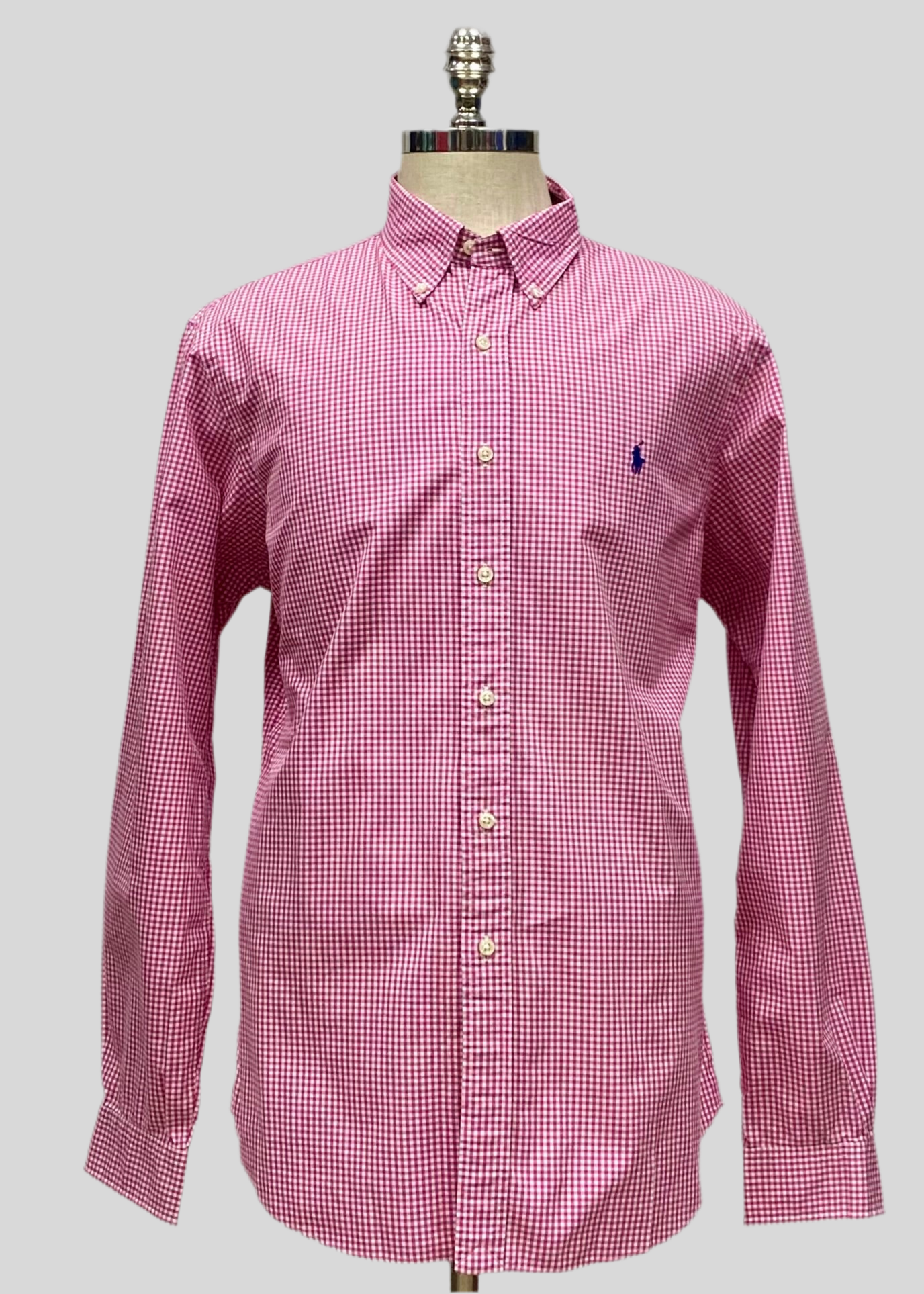 Camisa Polo Ralph Lauren 🏇🏼 de cuadros gingham rosado y blanco Talla XL Entalle Slim Fit