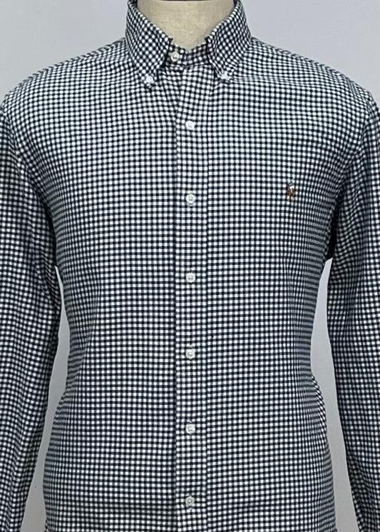 Camisa Polo Ralph Lauren 🏇🏼 con patron de cuadros gingham negro y blanco Talla L Entalle Regular