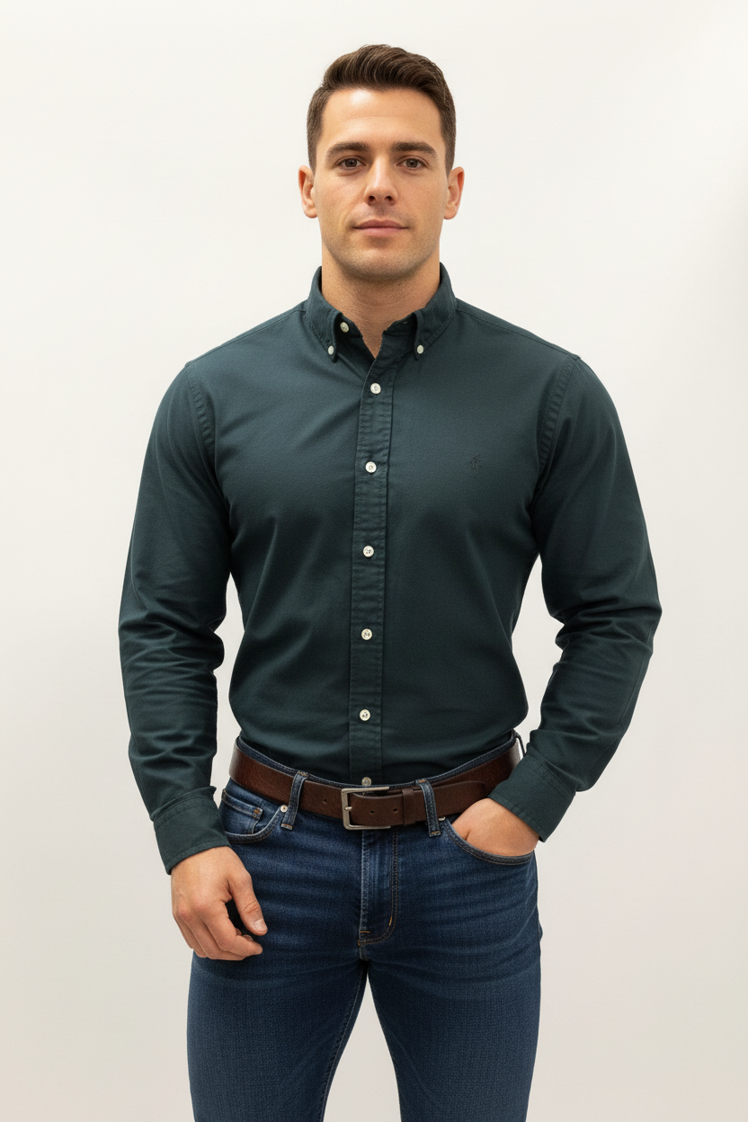 Camisa de botones Polo Ralph Lauren 🏇🏼 en color negro Talla L Entalle Regular