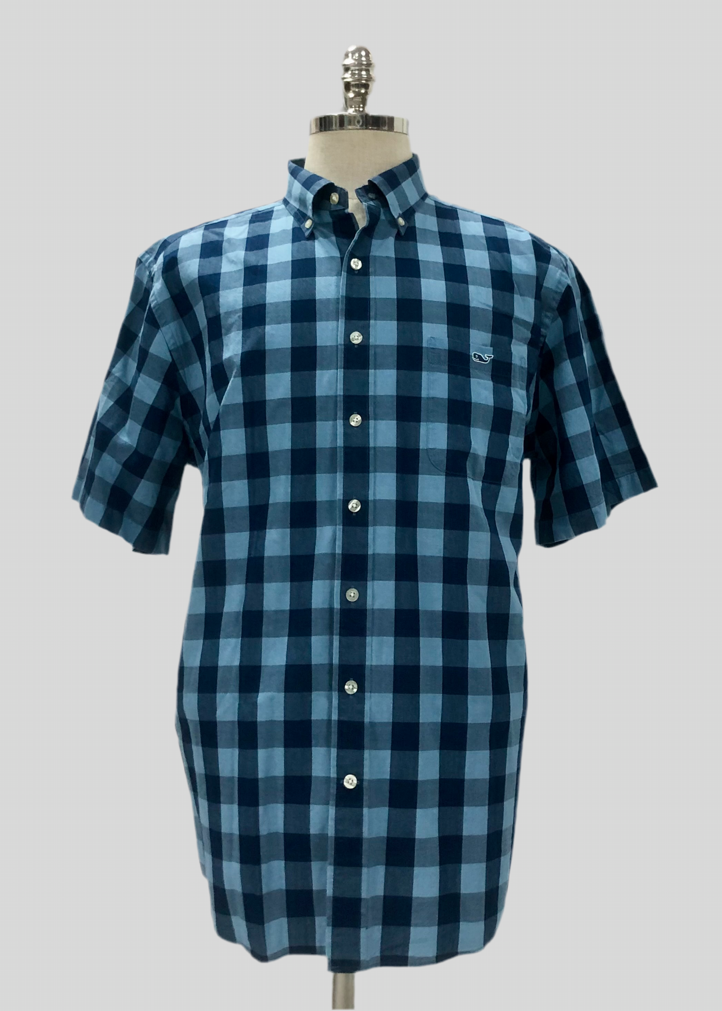Camisa Vineyard Vines 🐳 con patrón de cuadros en color azul y celeste Talla L Entalle Slim Fit