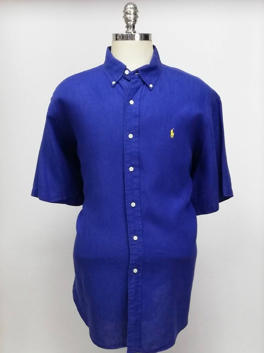 Camisa Polo Ralph Lauren 🏇🏼 de Lino en color azul intenso Talla XXL Entalle Clásico