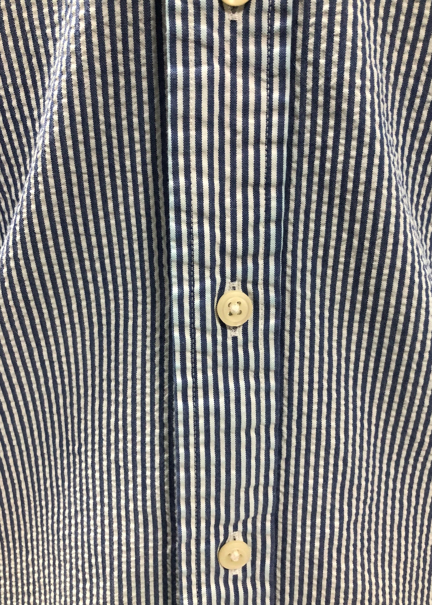 Camisa Polo Ralph Lauren 🏇🏼 Seersucker de rayas en color azul y blanco Talla S Entalle Regular