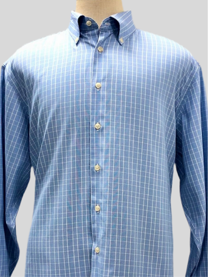 Camisa de botones Charles Tyrwhitt 🇬🇧 de cuadros azul, negro y blanco Talla XXL Entalle Clásico