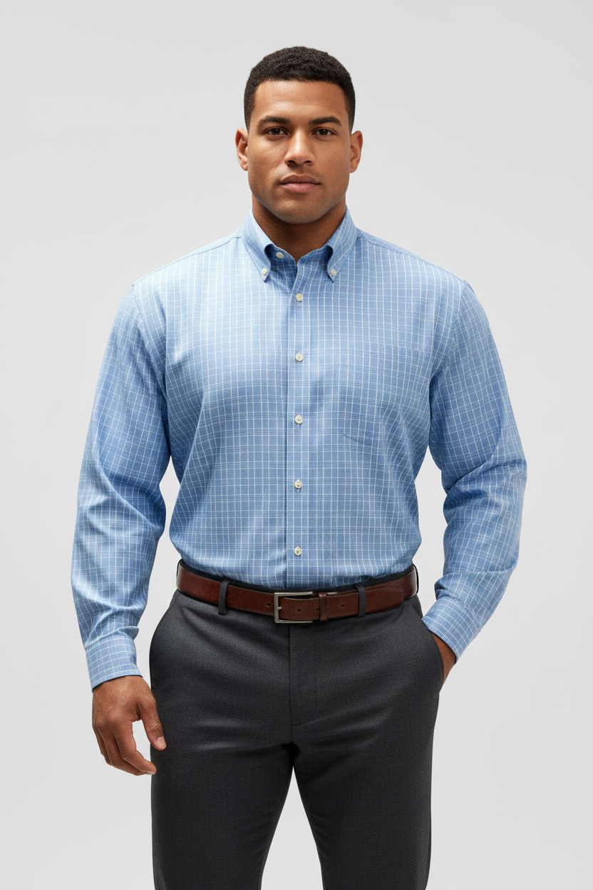 Camisa de botones Charles Tyrwhitt 🇬🇧 de cuadros azul, negro y blanco Talla XXL Entalle Clásico
