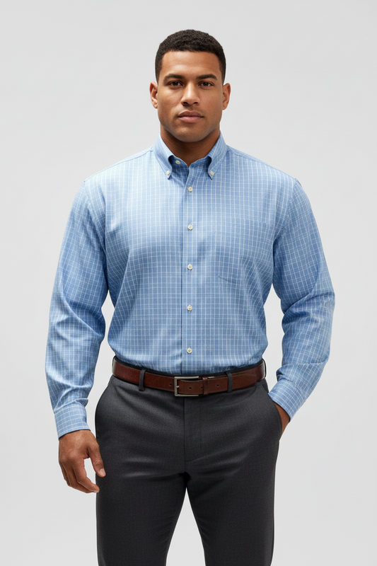 Camisa de botones Charles Tyrwhitt 🇬🇧 de cuadros azul, negro y blanco Talla XXL Entalle Clásico