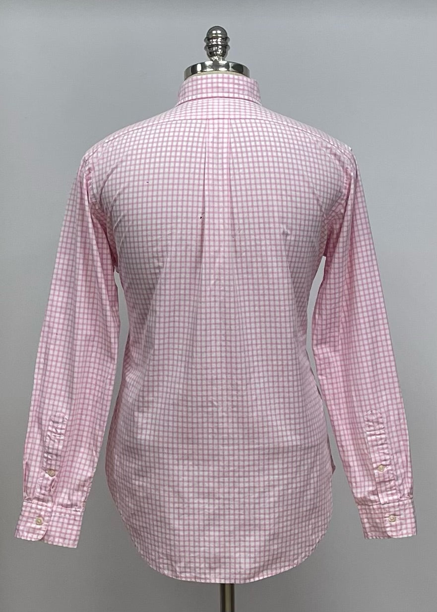 Camisa Polo Ralph Lauren 🏇🏼 color blanco con patron de cuadros rosado Talla M Entalle Clásico