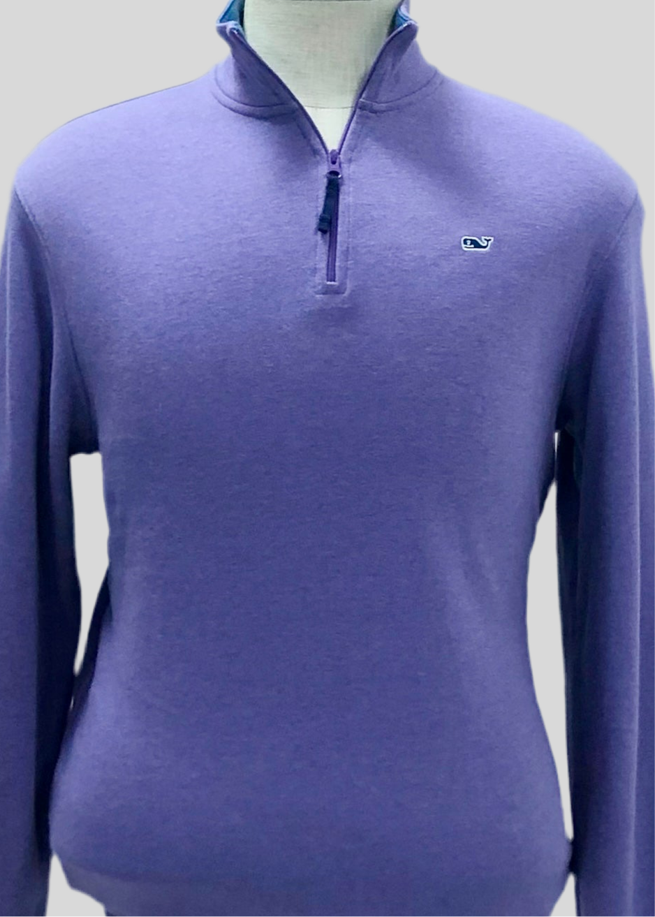 Sueter Jersey Vineyard Vines 🐳 Pima color morado con logo azul navy Tela algodón Talla S