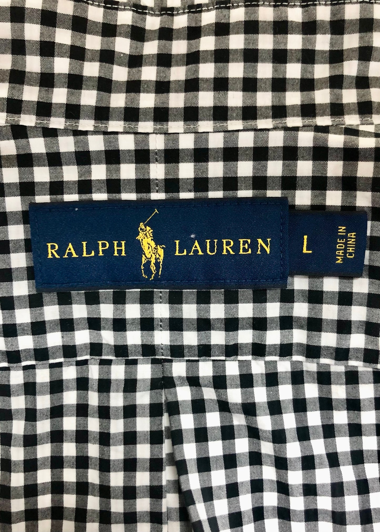 Camisa de botones Polo Ralph Lauren 🏇🏼 de cuadros gingham negro y blanco Talla L Entalle Regular
