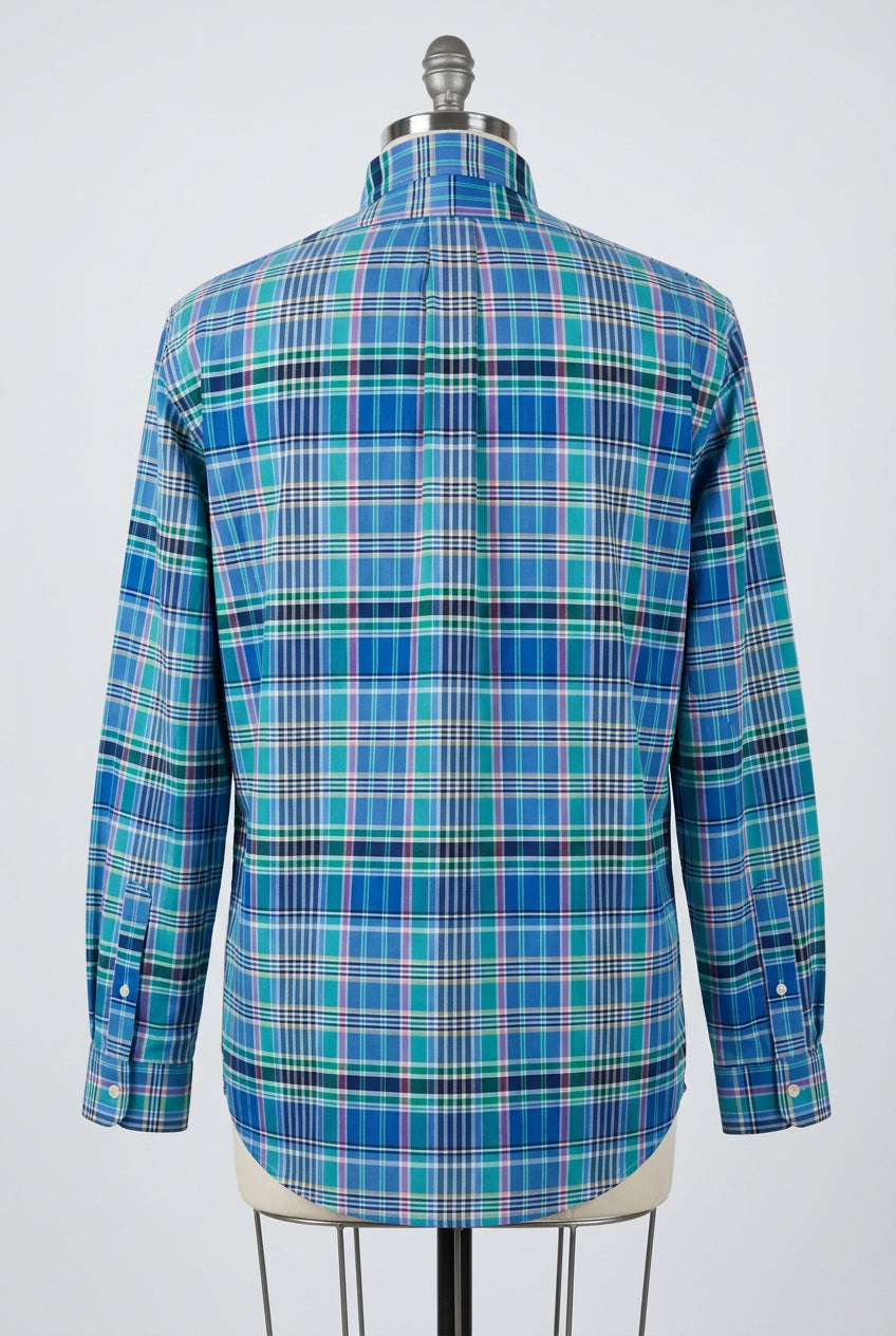 Camisa de botones Polo Ralph Lauren 🏇🏼 Oxford color blanco de cuadros azul, verde y amarillo Talla XL Entalle Regular