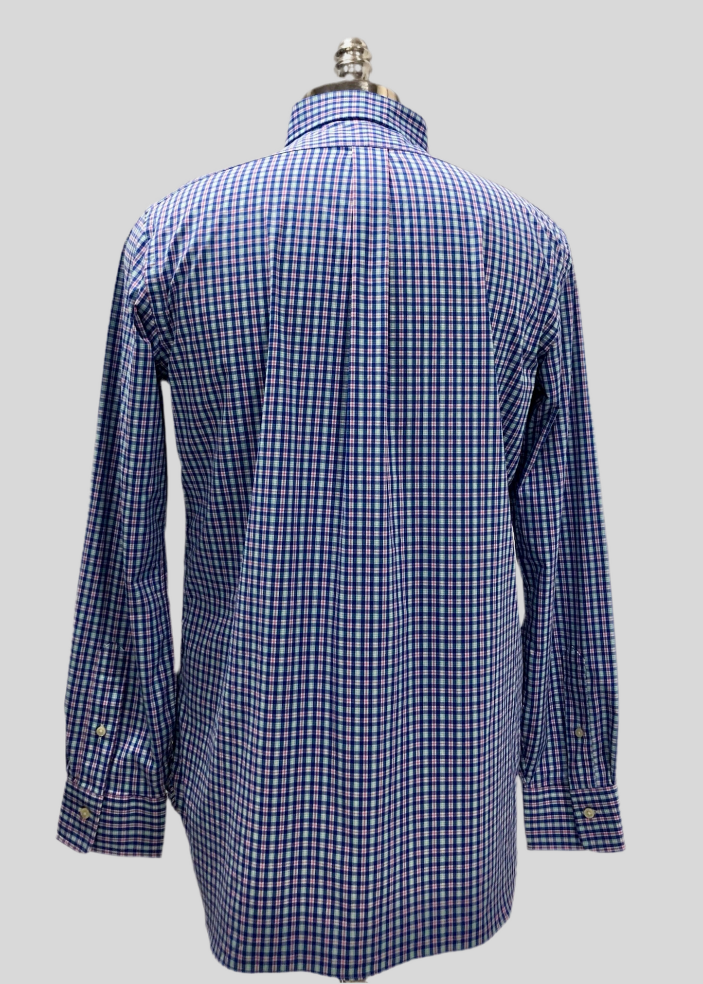 Camisa Polo Ralph Lauren 🏇🏼 color blanco con patron de cuadros rosado, verde y celeste Talla M Entalle Regular