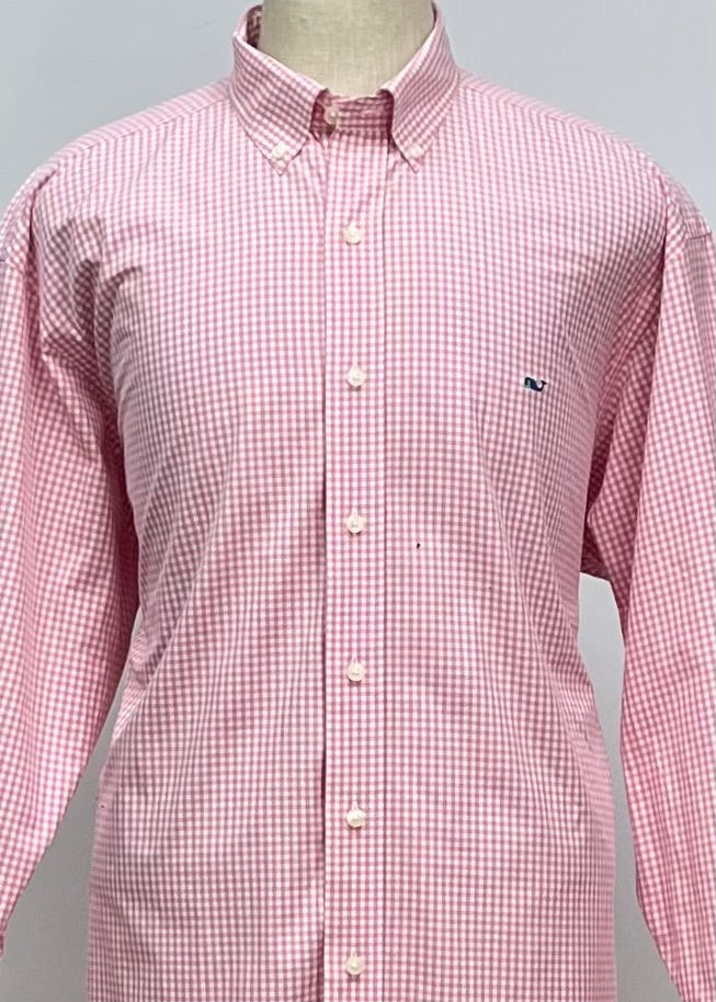 Camisa de cuadros Vineyard Vines 🐳 de cuadros gingham en color rosado y blanco Talla XXL Entalle Regular