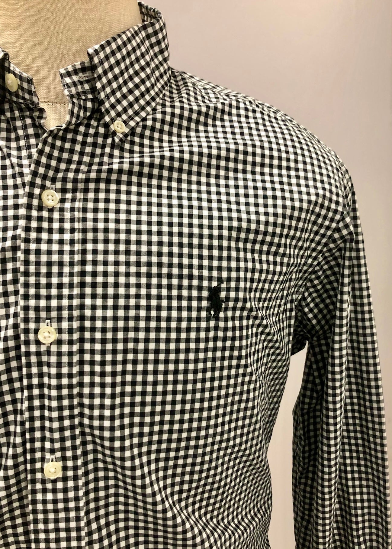 Camisa de botones Polo Ralph Lauren 🏇🏼 de cuadros gingham negro y blanco Talla L Entalle Regular