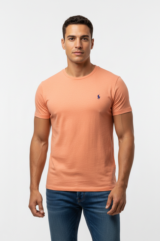 Camiseta cuello Redondo Polo Ralph Lauren 🏇🏼 color naranja manga corta Talla XL Entalle Custom Slim Fit