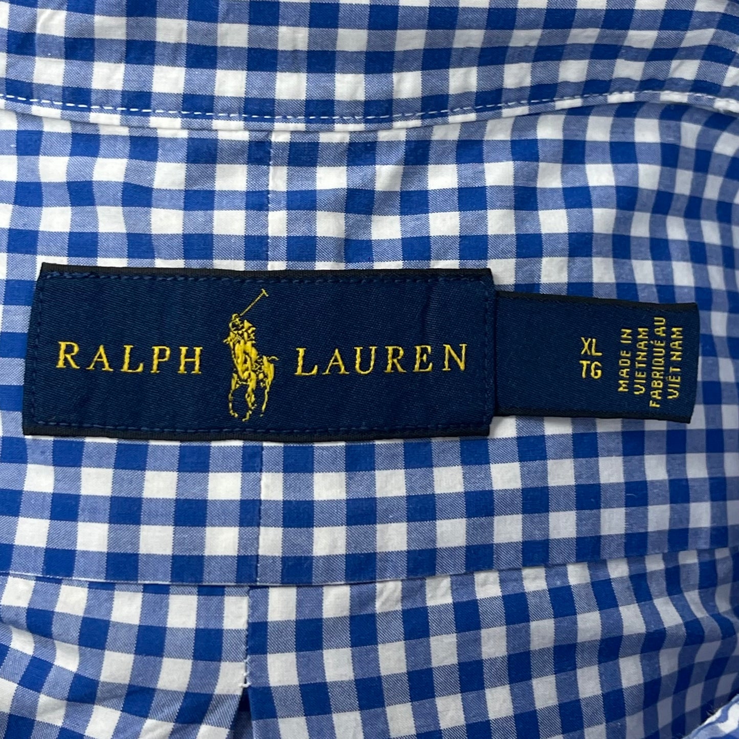 Camisa Polo Ralph Lauren 🏇🏼 con patron de cuadros gingham celeste y blanco Talla XL Entalle Regular