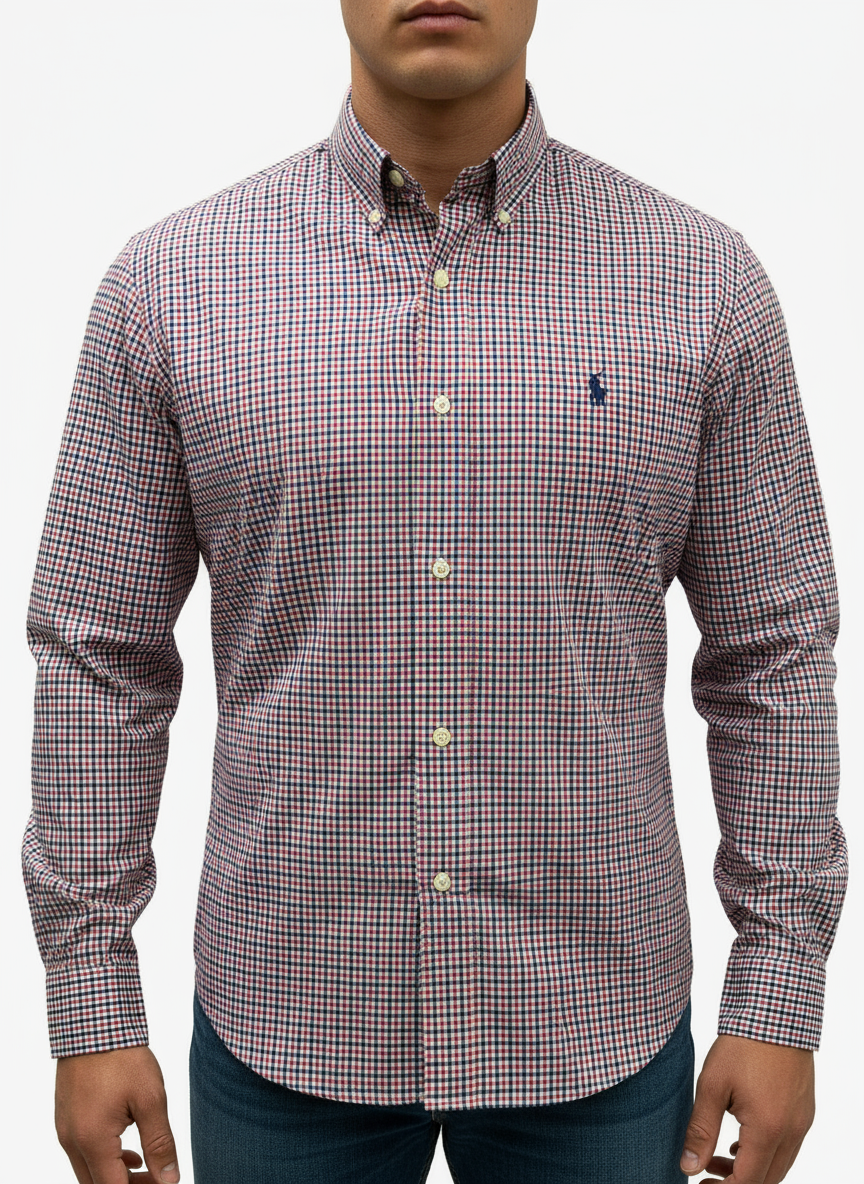 Camisa de botones Polo Ralph Lauren 🏇🏼 de cuadros rojo, azul y blanco Talla M Entalle Regular