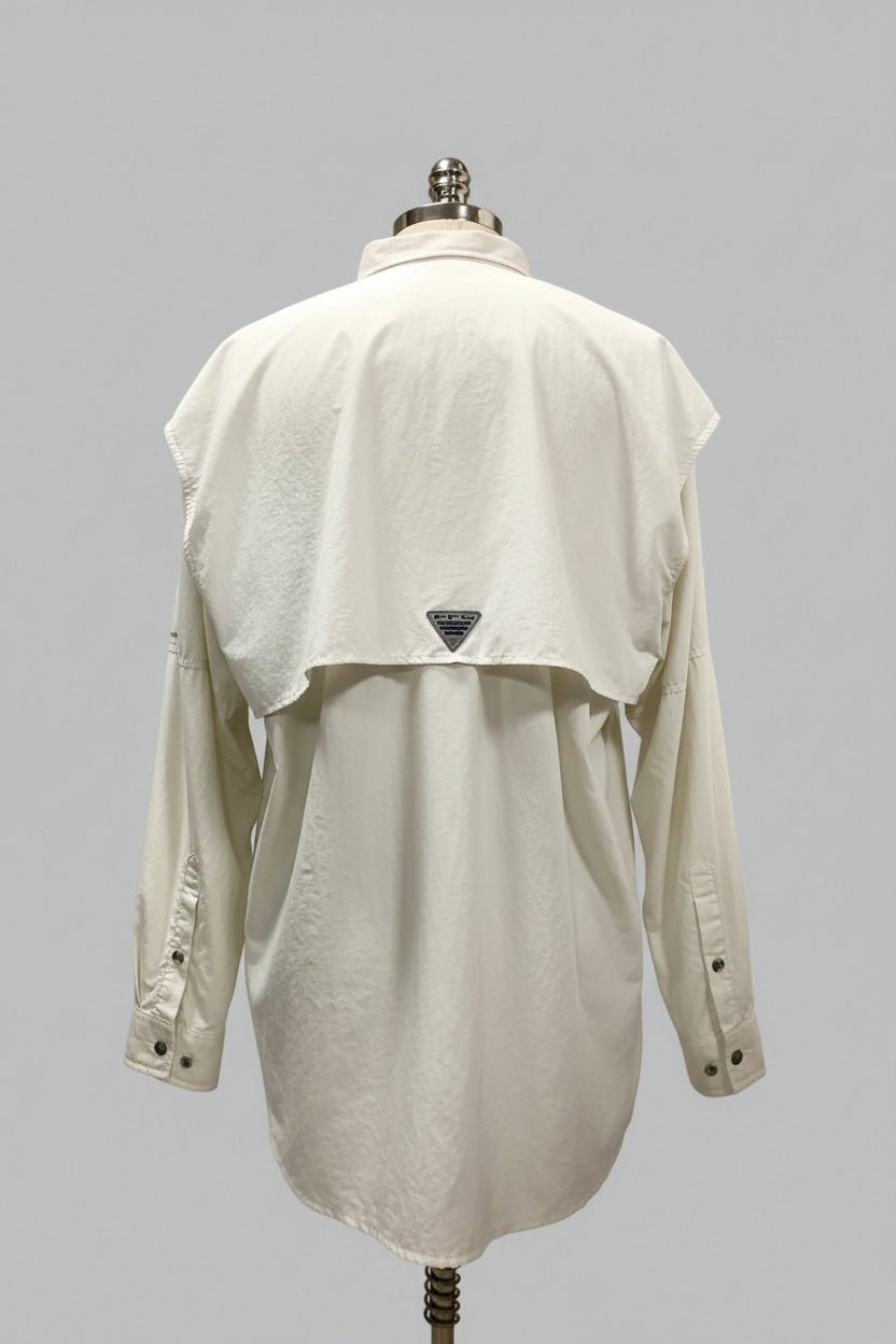 Camisa de botones Columbia 🔹color blanco con Omni Shade Manga larga Talla XL (ver descripción)