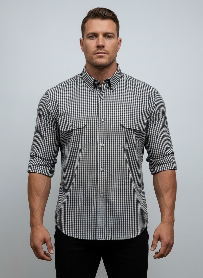 Camisa de botones Ariat 🐂 con patron de cuadros azul, amarillo y blanco Talla XXL Entalle Regular (ver descripción)